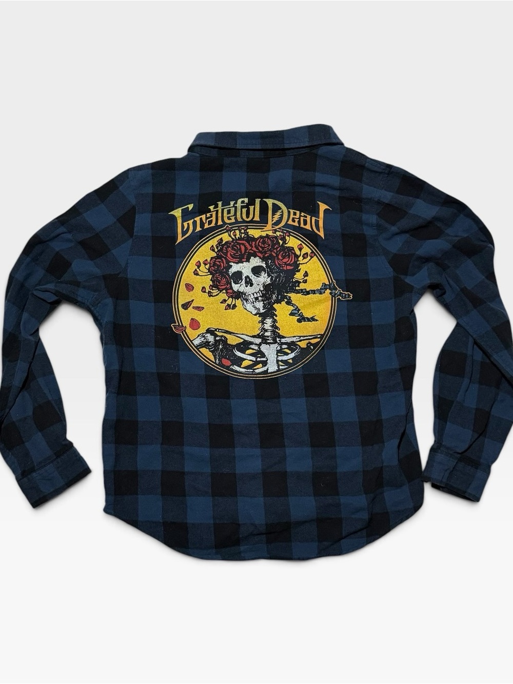 Grateful Dead Blue & Black Plaid Flannel Shirt